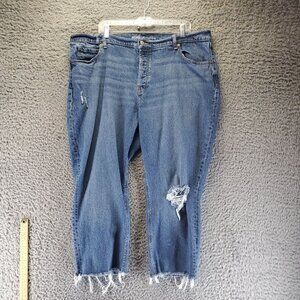 Old Navy Jeans Womens Size 18 Blue High-Rise Slouchy Straight Distressed Denim